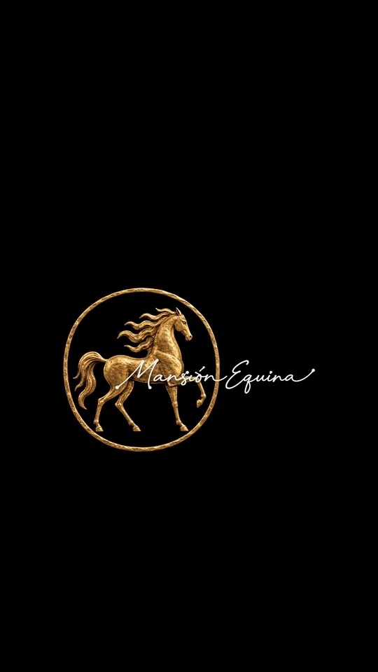 Logo completo de Mansión Equina sobre fondo negro.