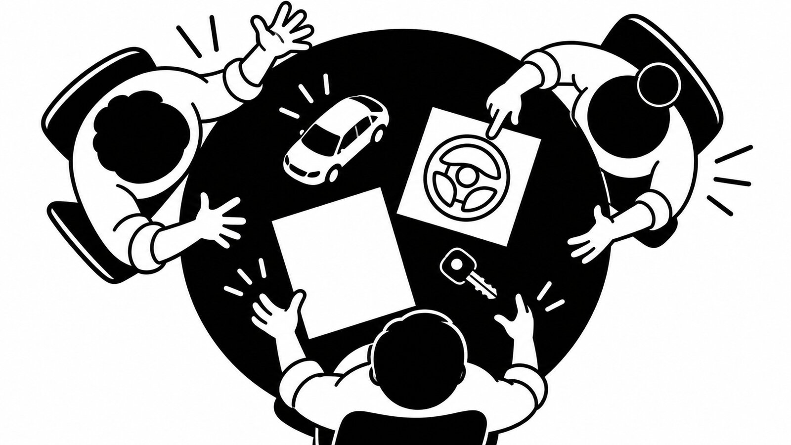 Equipo revisando ideas alrededor de una mesa