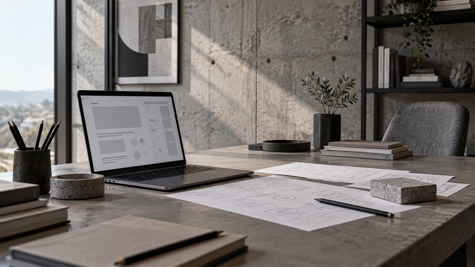 Portátil con código abierto sobre un escritorio de trabajo
