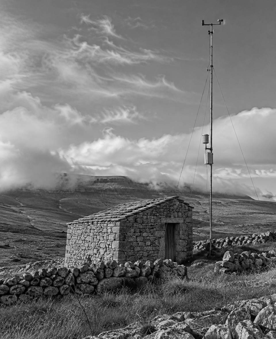 A tall cloud tower rising into blue sky over a dark ridge at the edge of the steppe