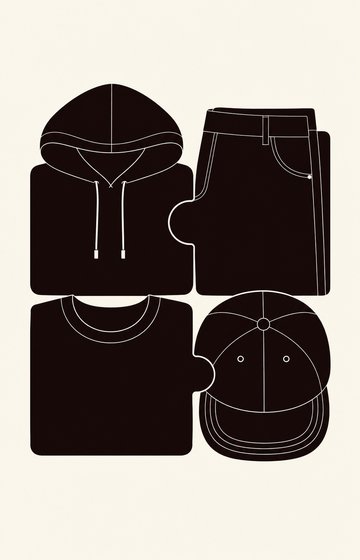 Prenda del drop colgada en gancho negro sobre fondo gris claro