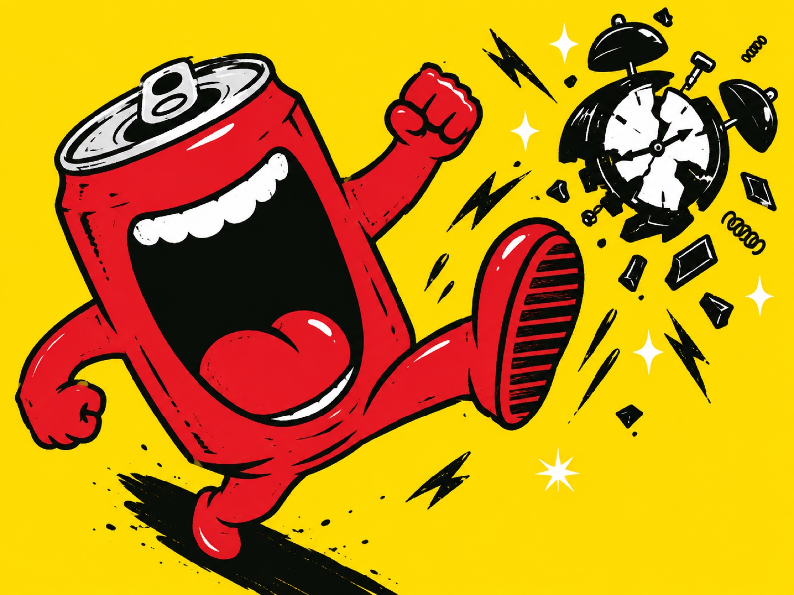 Persona corriendo de noche con una lata de VOLTA