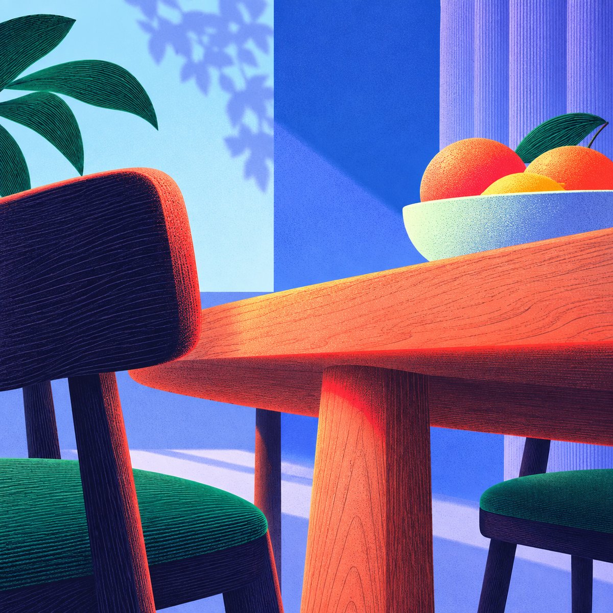 Marcador de imagen para una mesa de comedor en madera natural