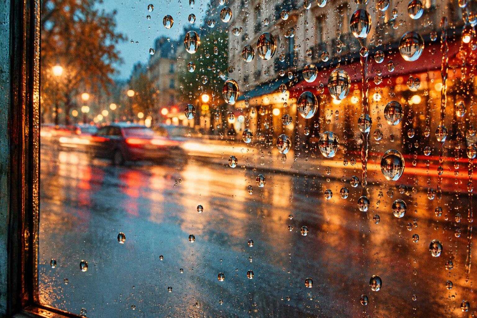 Calle de una ciudad con cafés