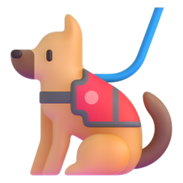 Ilustración 3D estilo juguete de un perro beagle sentado con una correa roja en la boca, mirando hacia arriba, cuerpo completo, acabado plástico suave, fondo transparente