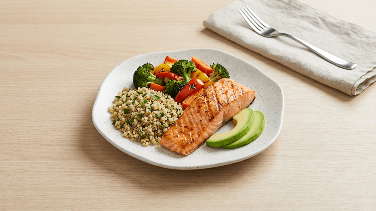 Porción de alimentos para armar un plato de comida balanceado