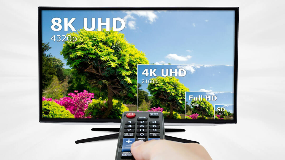 Tipos de resolución en un televisor: SD, HD, Full HD, 2K, 4K y 8K